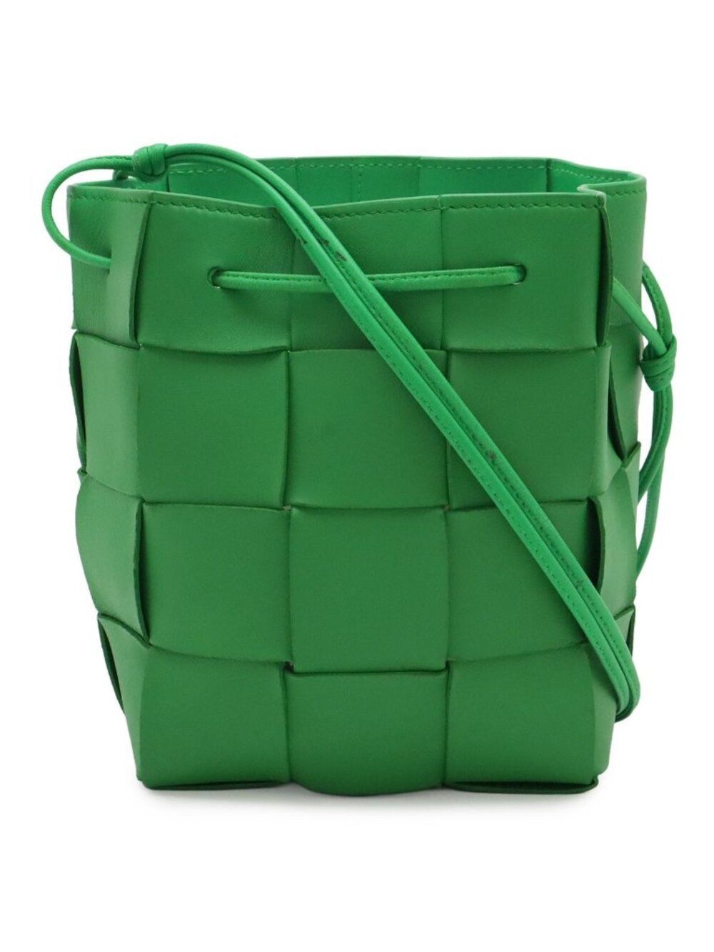 Bottega Veneta Maxi Intrecciato Small Cassette Bucket Bag Lambskin Green